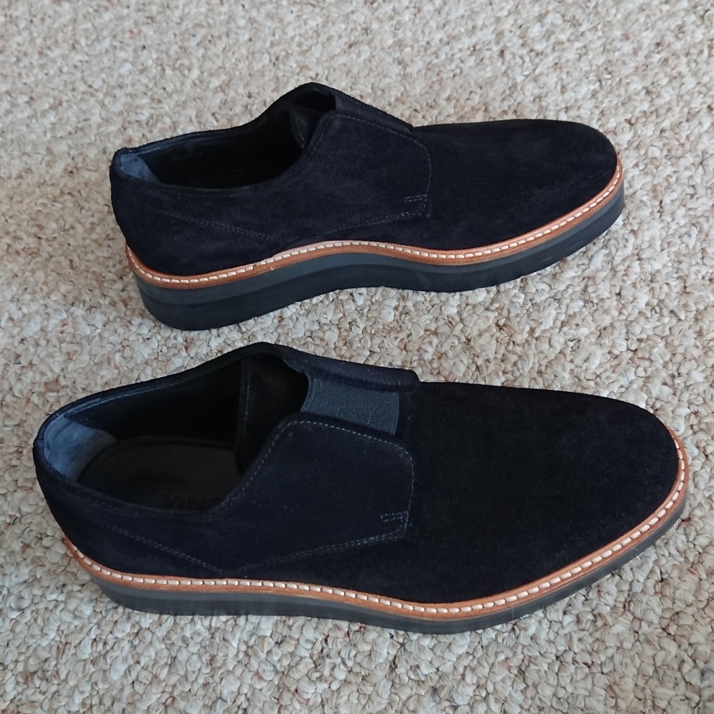 Vince Davy Suede Leather Black Creeper Slip On Platform Oxford Loafers Size 6